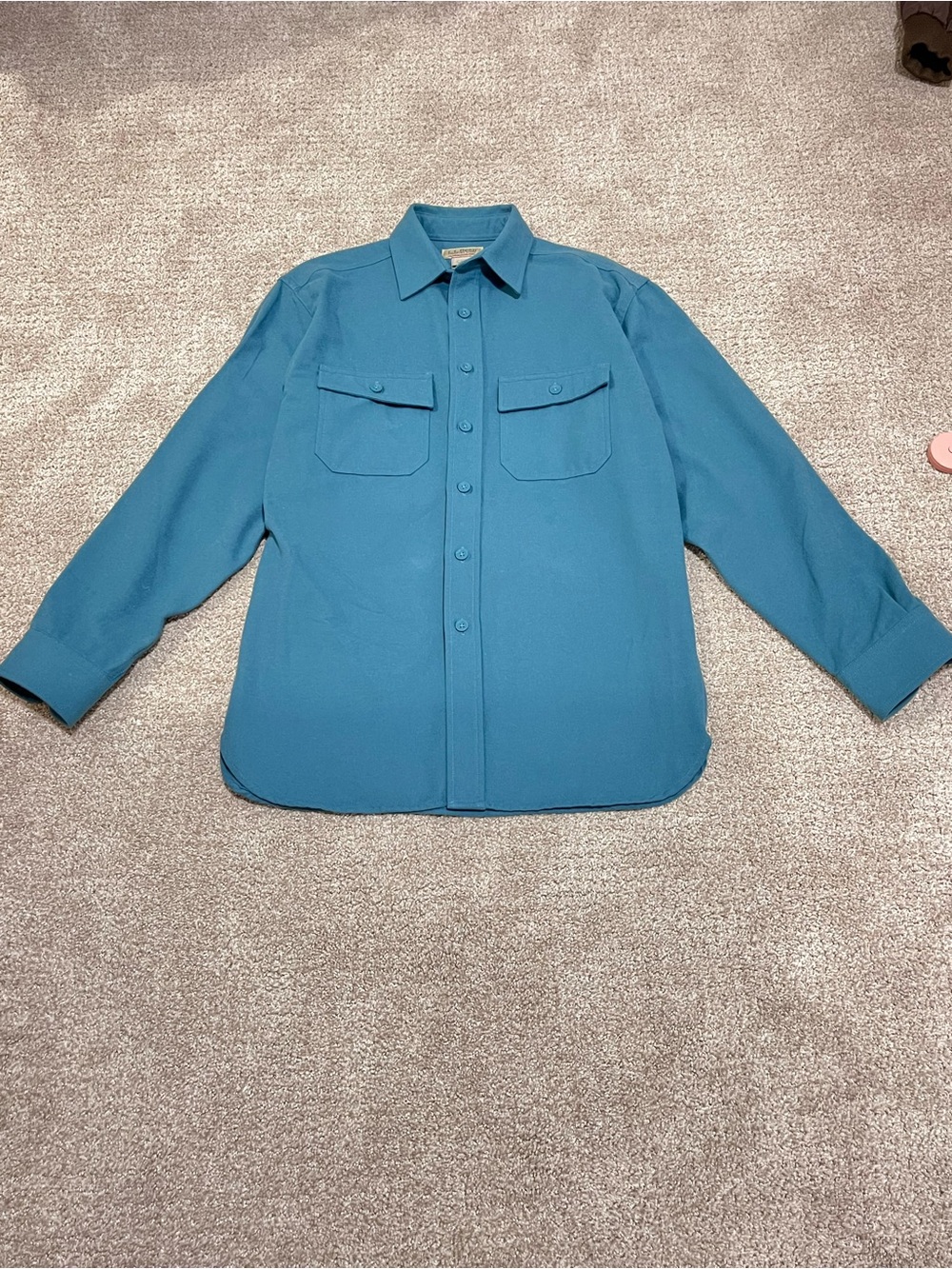 Vintage L.L.Bean Men's Turquoise Fishing Shirt